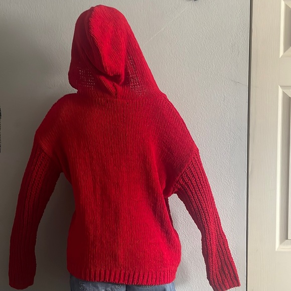 Red V-neck Hoodie - Picture 2 of 3